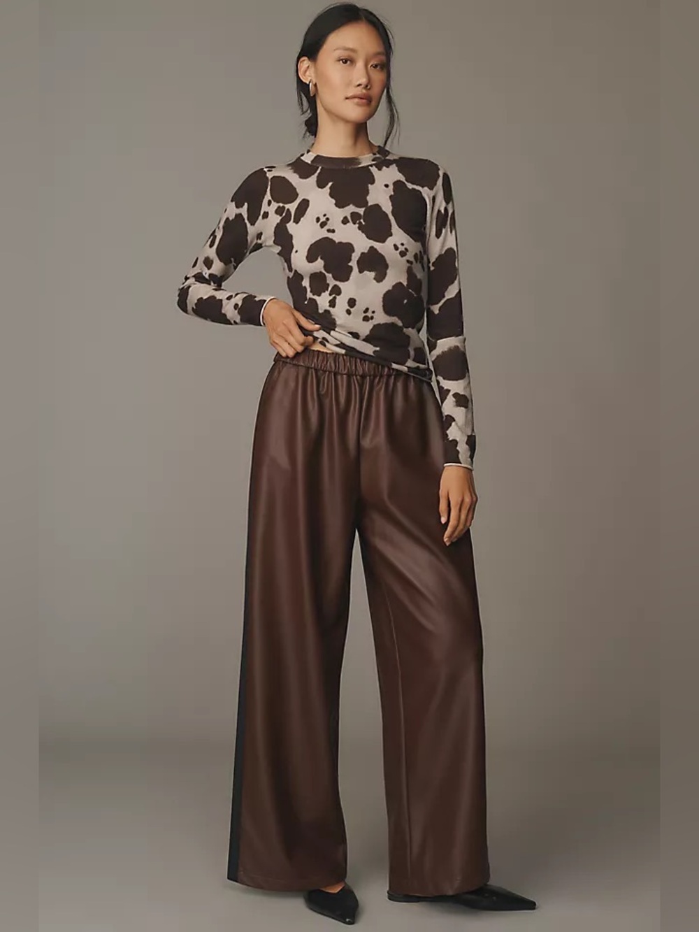 Anthropologie Maeve Faux Leather Pull on Track Pants